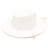 Cappello con piercing in rafia in bianco Ruslan baginskiy - donna 