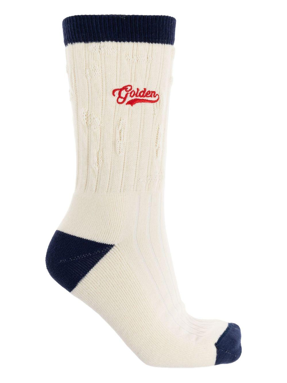 Calzini con logo ricamato in bianco Golden goose - unisex 