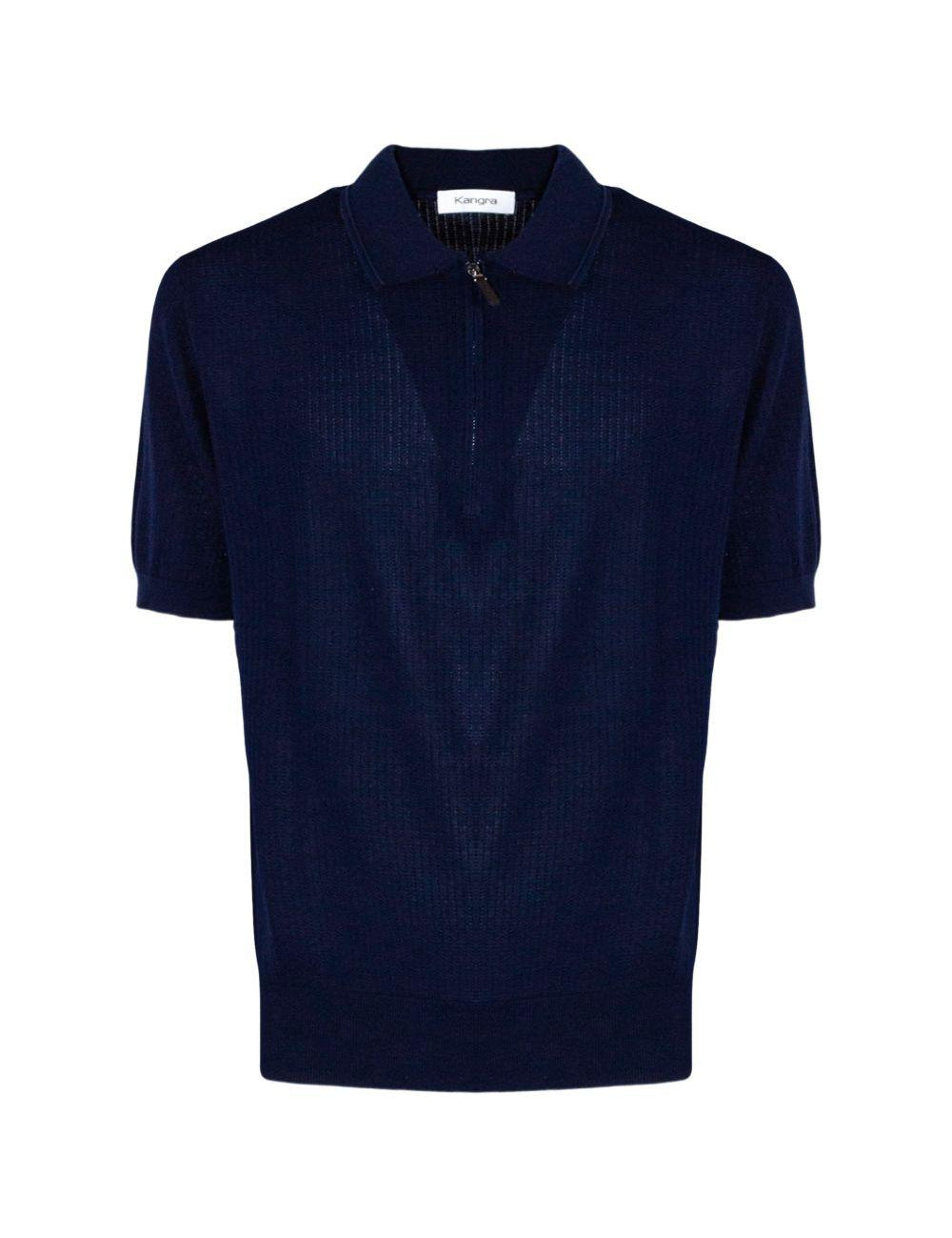 Polo con zip in blu Kangra - uomo 