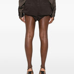 Shorts con cintura in marrone 