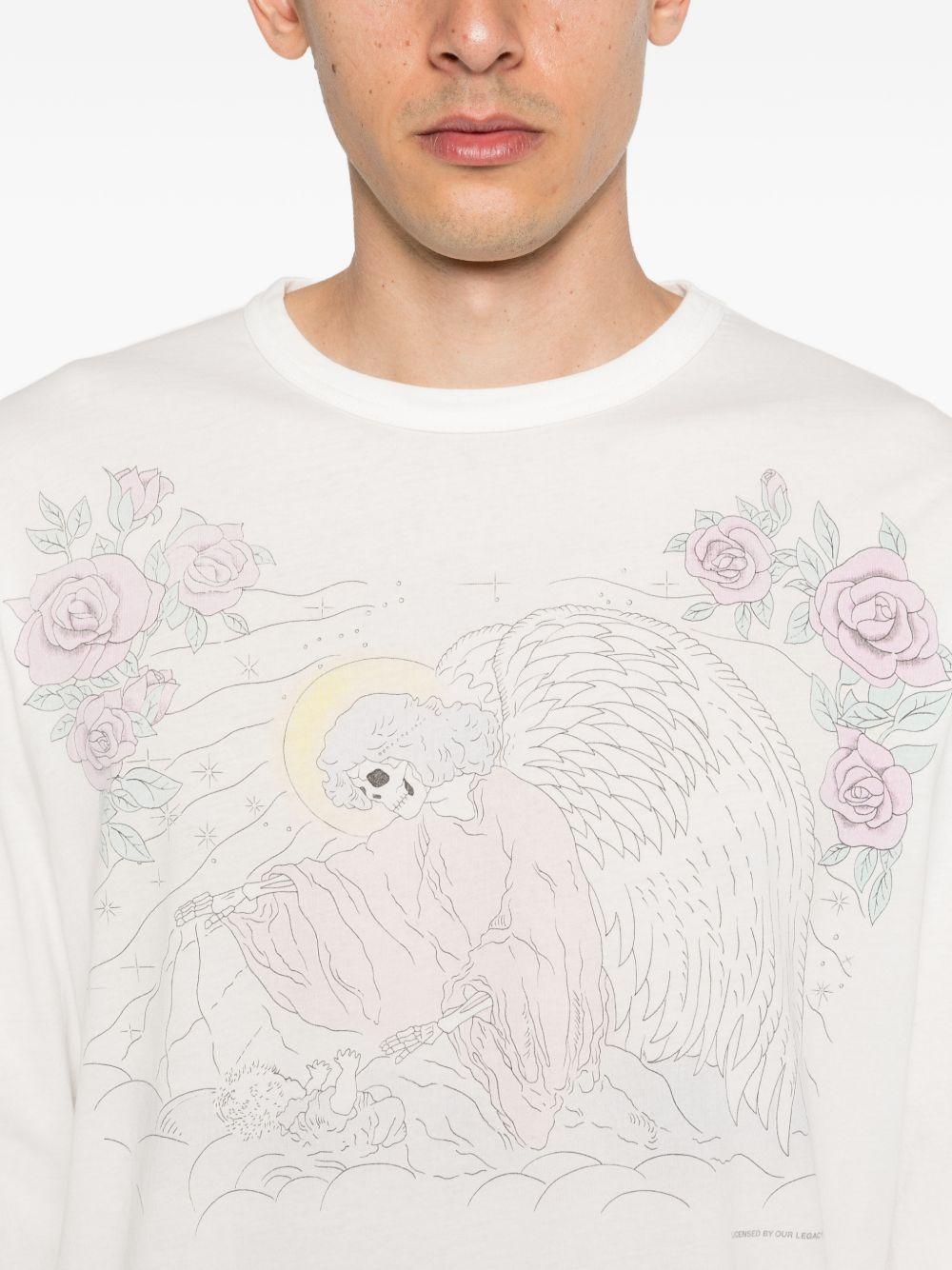 T-shirt a maniche lunghe con stampa a t-shirt da crociera in bianco Our legacy - uomo 