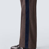 Pantaloni in misto lana a righe alto in marrone Wales Bonner - uomo 