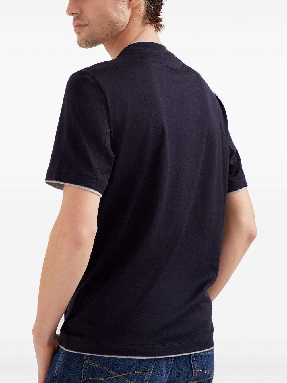 T-shirt con profili a contrasto in blu 