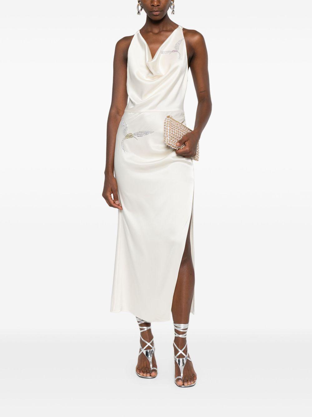 Abito con cristalli e spacco in avorio David koma - donna 