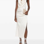 Abito con cristalli e spacco in avorio David koma - donna 