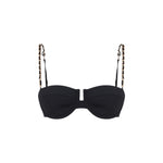Top bikini roselight con dettagtlio a catena in nero 