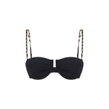Top bikini roselight con dettagtlio a catena in nero 