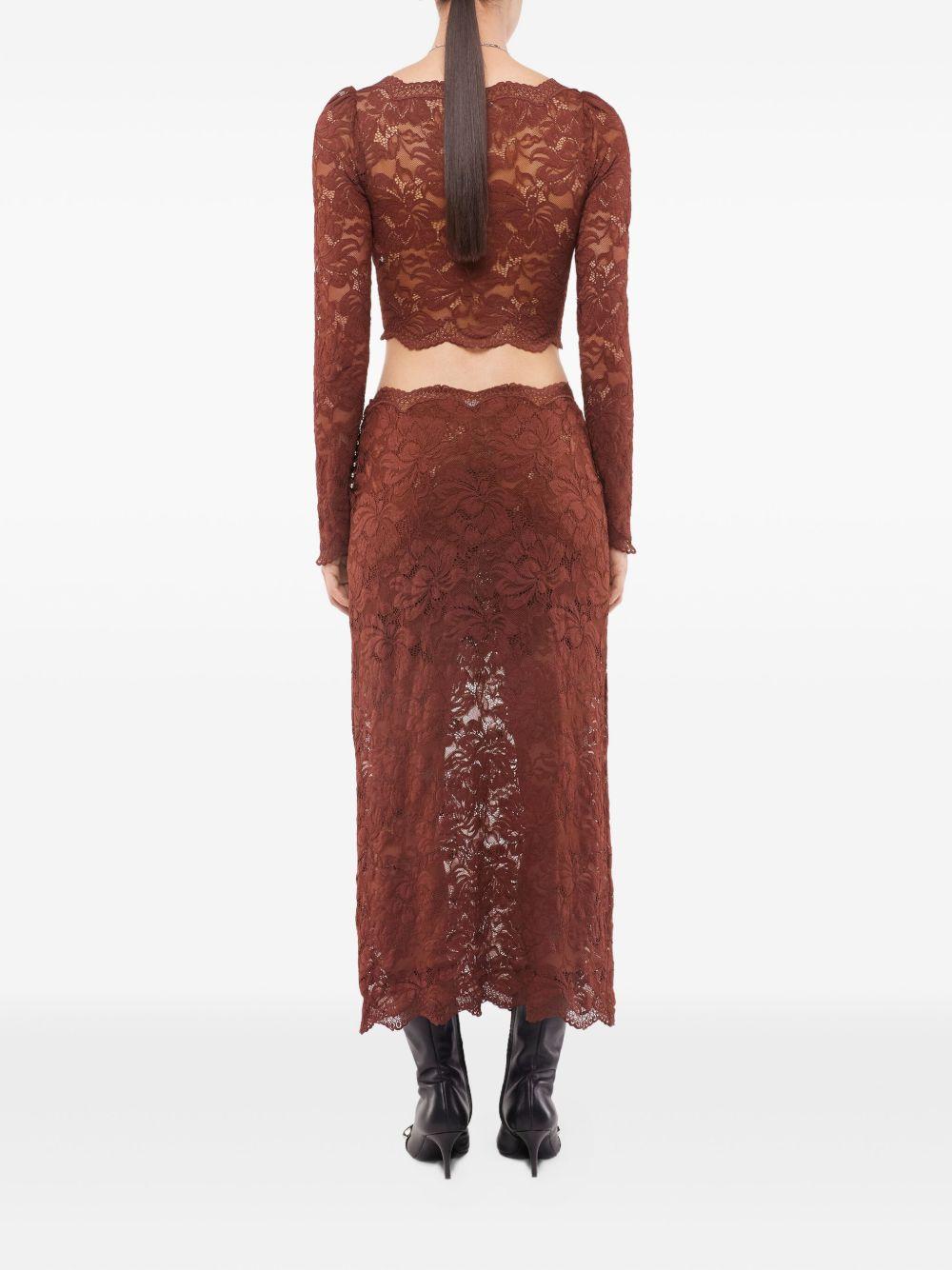 Gonna midi in pizzo mattone Rabanne - donna 
