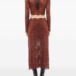 Gonna midi in pizzo mattone Rabanne - donna 