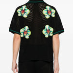 Camicia in maglia con ricamo floreale in nero  Casablanca - uomo 