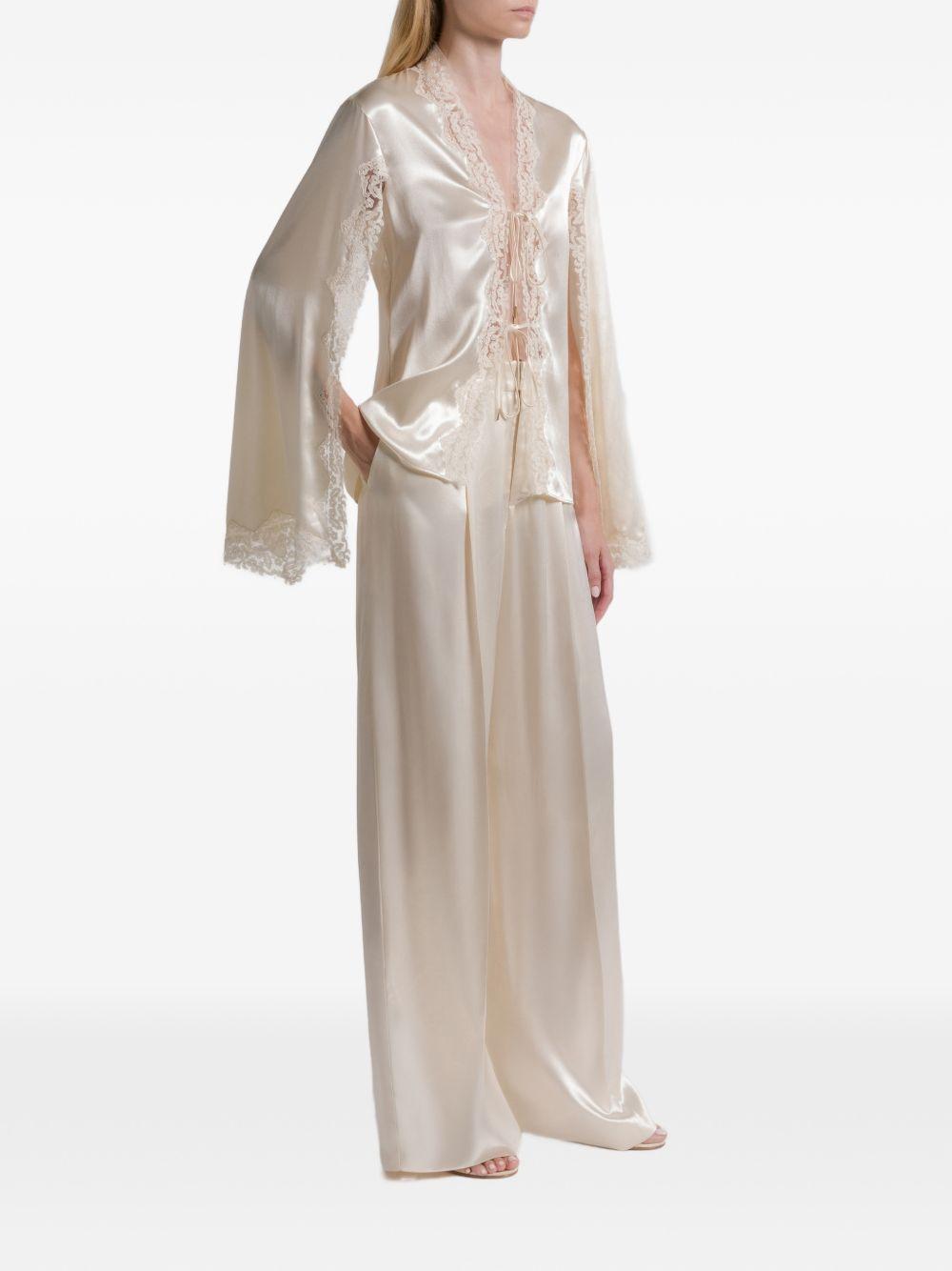Pantaloni a gamba larga satinati in avorio Alberta ferretti - donna 