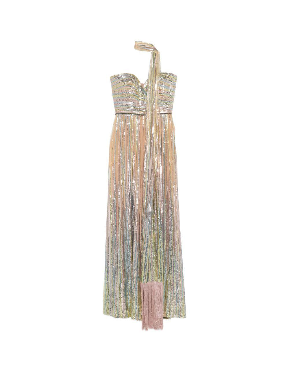 Abito lungo senza spalline con paillettes multicolore Elie saab - donna 
