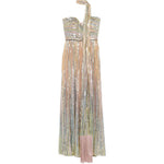 Abito lungo senza spalline con paillettes multicolore Elie saab - donna 