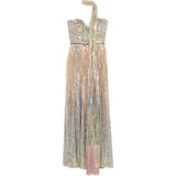 Abito lungo senza spalline con paillettes multicolore Elie saab - donna 