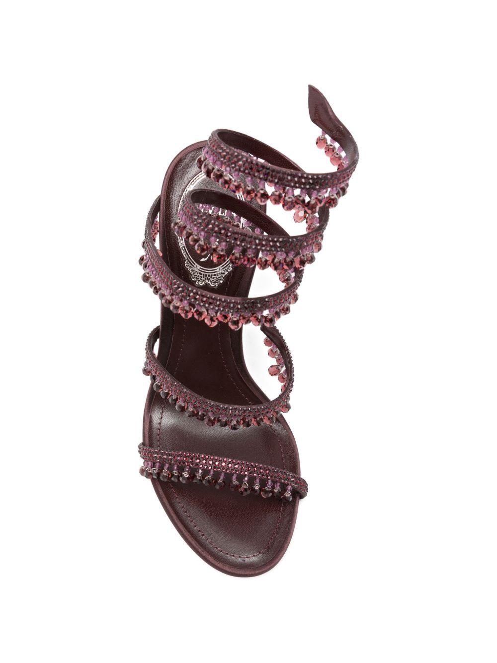 Sandali con cristalli chandelier in bordeaux Rene caovilla - donna 