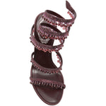 Sandali con cristalli chandelier in bordeaux Rene caovilla - donna 