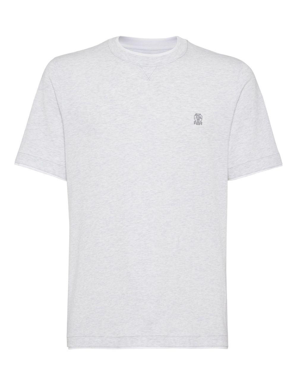 T-shirt con stampa del logo in bianco Brunello cucinelli - uomo 