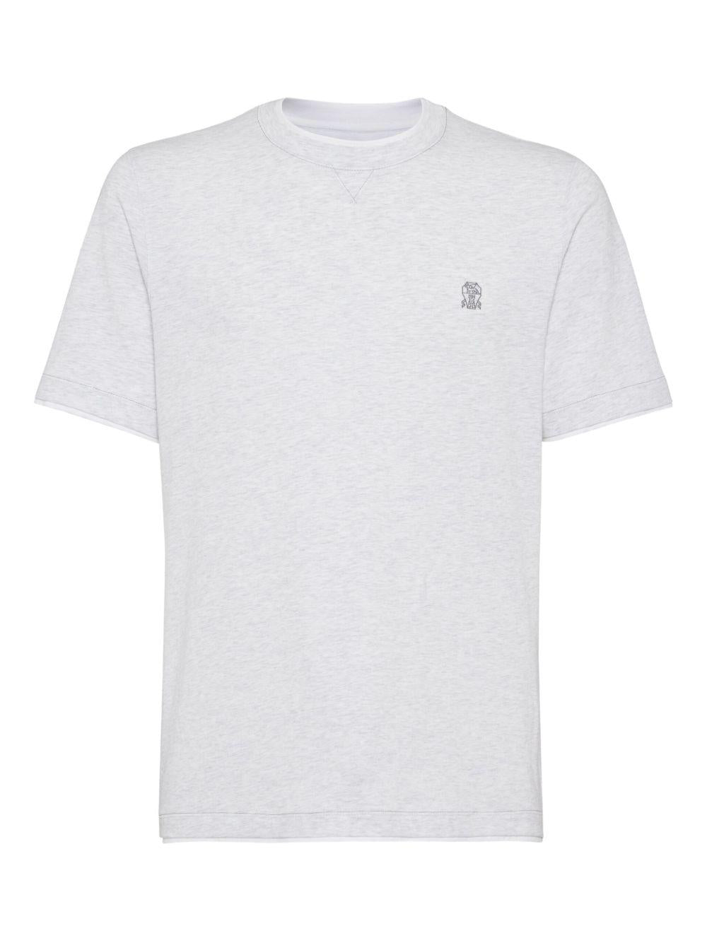 T-shirt con stampa del logo in bianco Brunello cucinelli - uomo 
