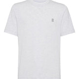 T-shirt con stampa del logo in bianco Brunello cucinelli - uomo 
