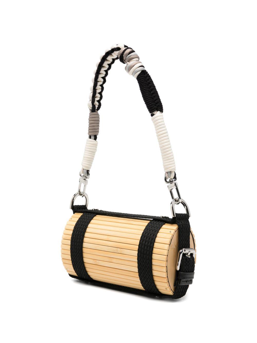 Borsa in bambù con tracolla intrecciata rimovibile in beige e nero Feng chen wang - unisex 