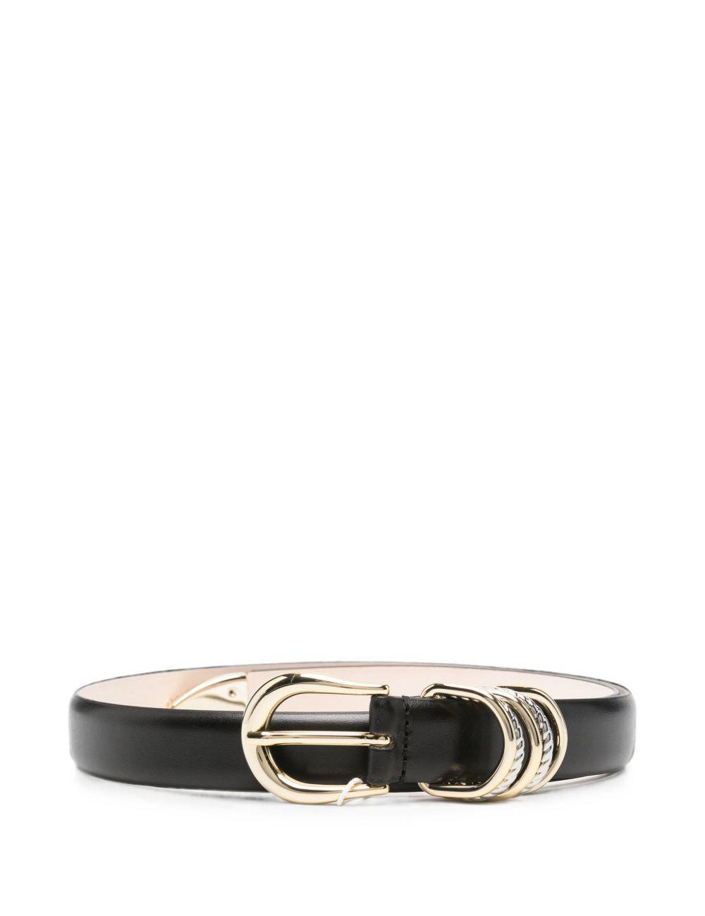 Cintura in pelle helica in nero 