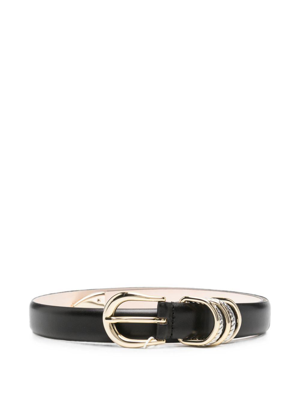 Cintura in pelle helica in nero 