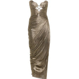 Abito maxi plisse amisha in oro Maria lucia hohan - donna 