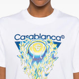 T-shirt a maniche corte con stampa grafica in bainco Casablanca - donna 