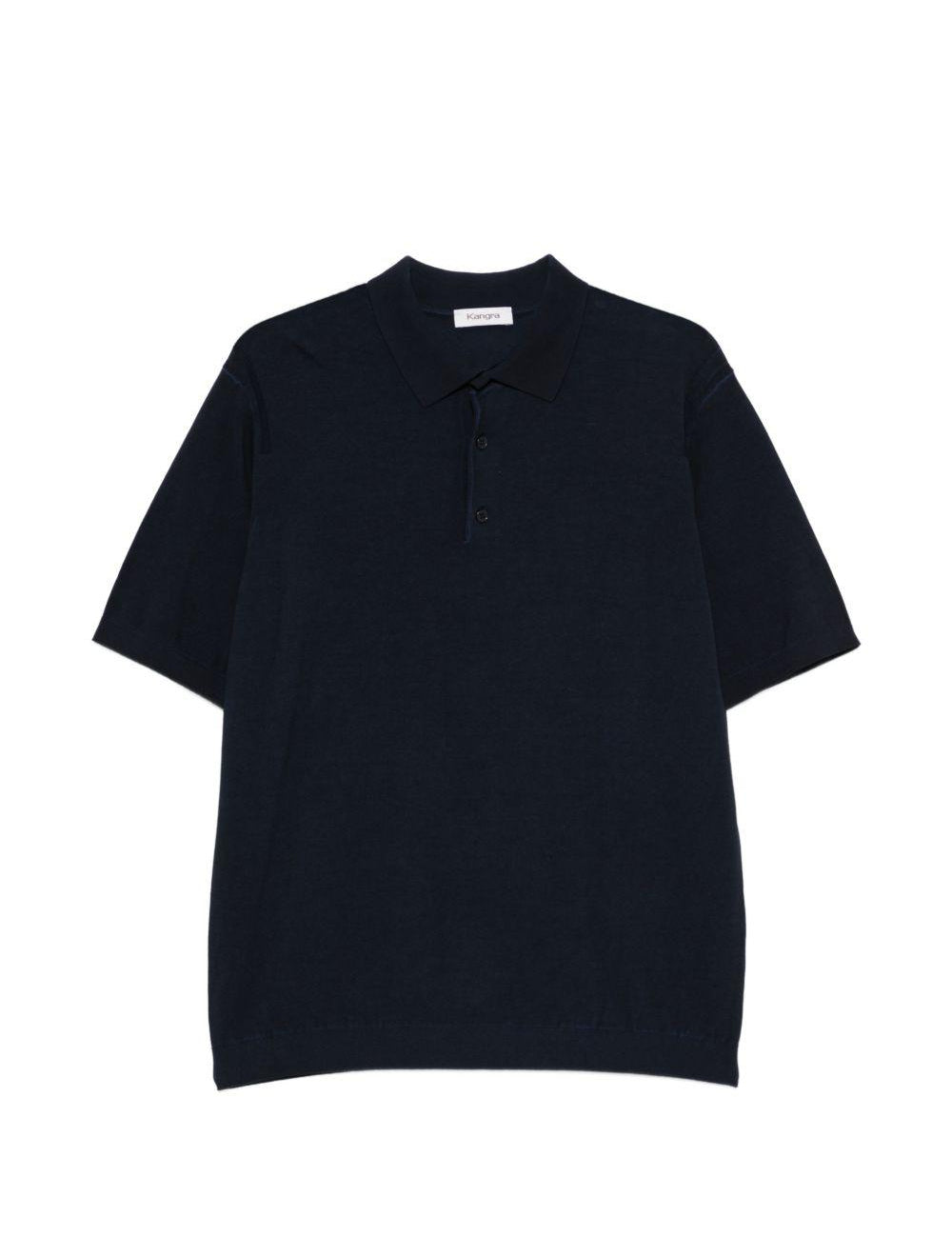 Polo con mezzo bottone in blu Kangra - uomo 