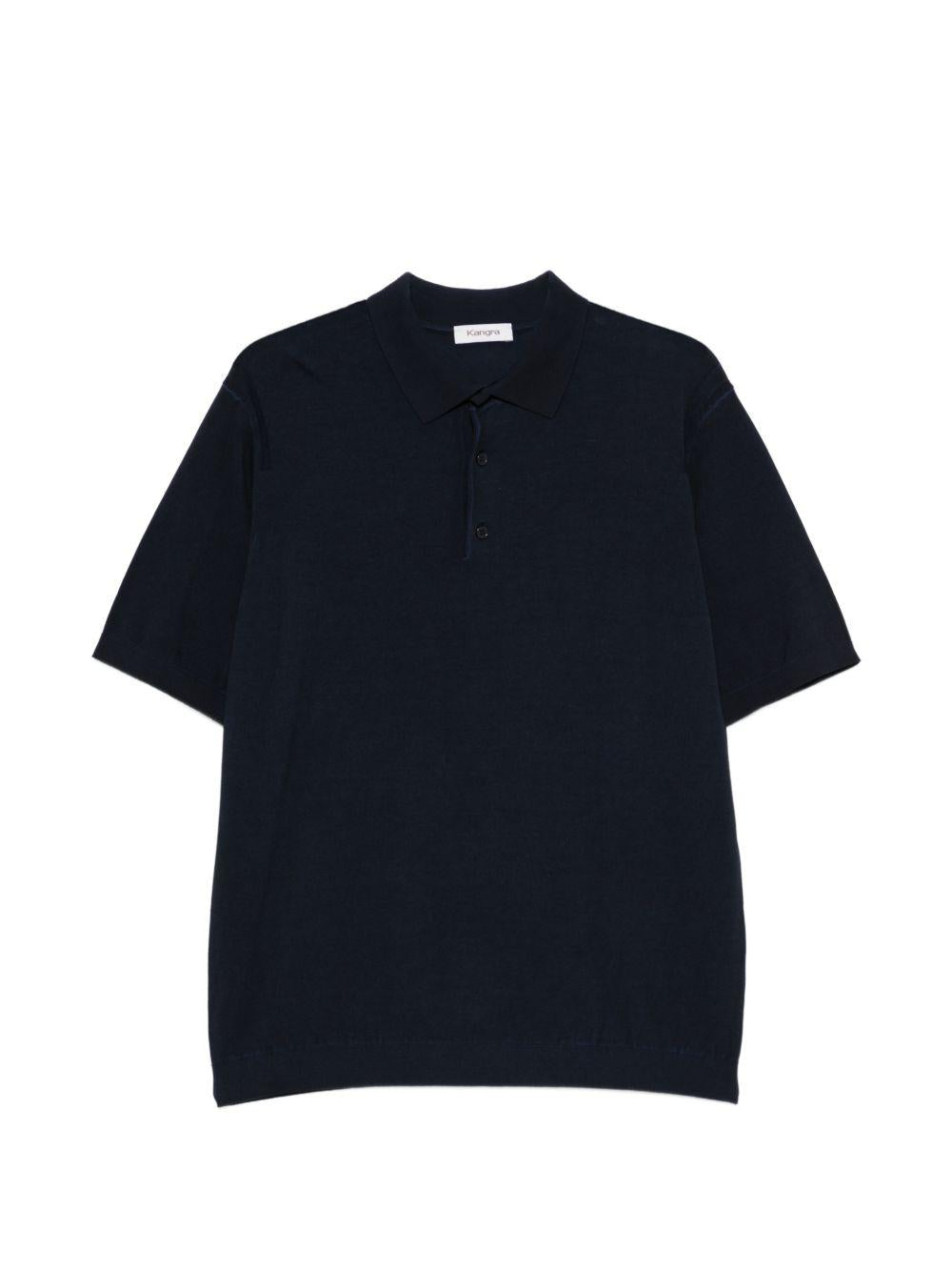 Polo con mezzo bottone in blu Kangra - uomo 