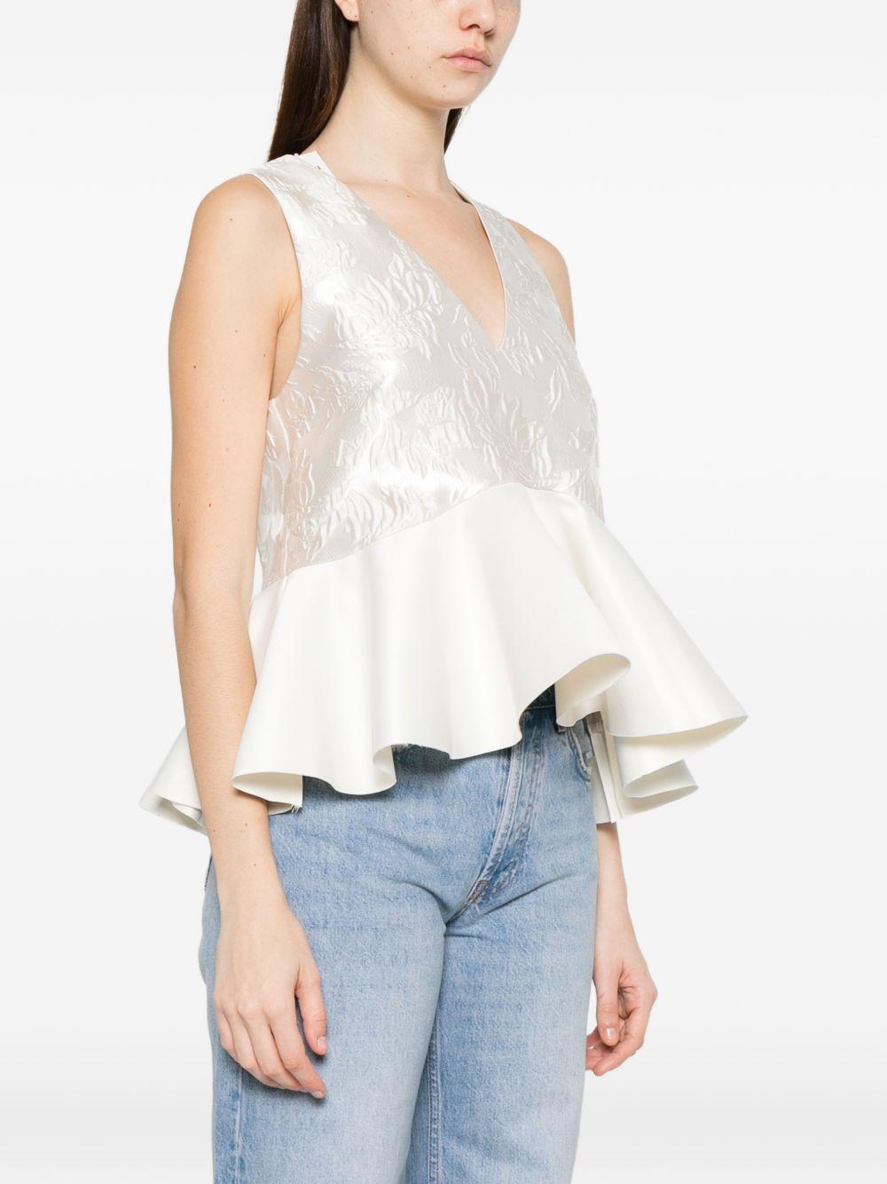 Top con peplum in bianco Ganni - donna 