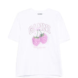 T-shirt con grafica al lampone in bianco Ganni - donna 