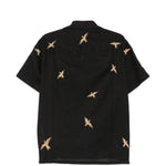Camicia a maniche corte con ricamo di uccelli in nero Baziszt - uomo 