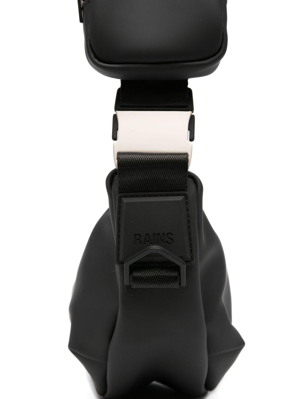 Borsa a tracolla con zip in nero Rains - unisex 