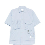 Camicia a maniche corte con tasche in celeste And wander - uomo 