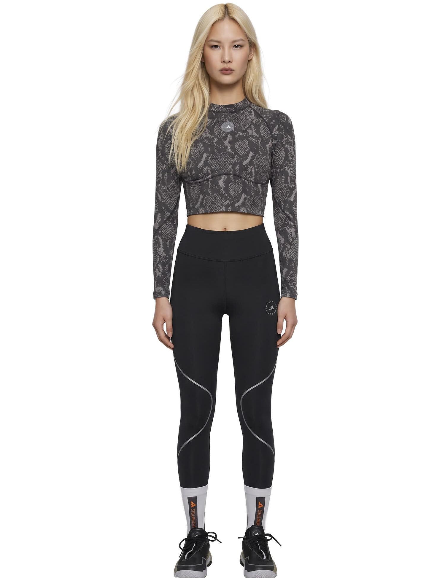 Leggings a vita alta in nero Adidas by stella MC Cartney - donna 