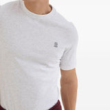 T-shirt con stampa del logo in bianco Brunello cucinelli - uomo 