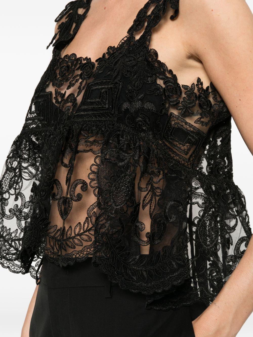Top in pizzo con motivo floreale in nero Maurizio - donna 