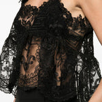 Top in pizzo con motivo floreale in nero Maurizio - donna 