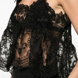 Top in pizzo con motivo floreale in nero Maurizio - donna 