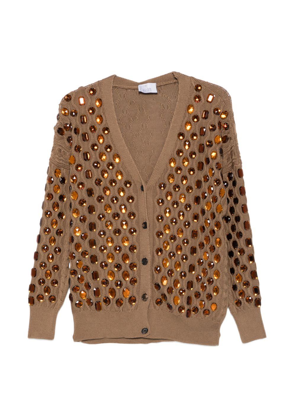 Cardigan con gemme in marrone Giuseppe Di Morabito - donna 