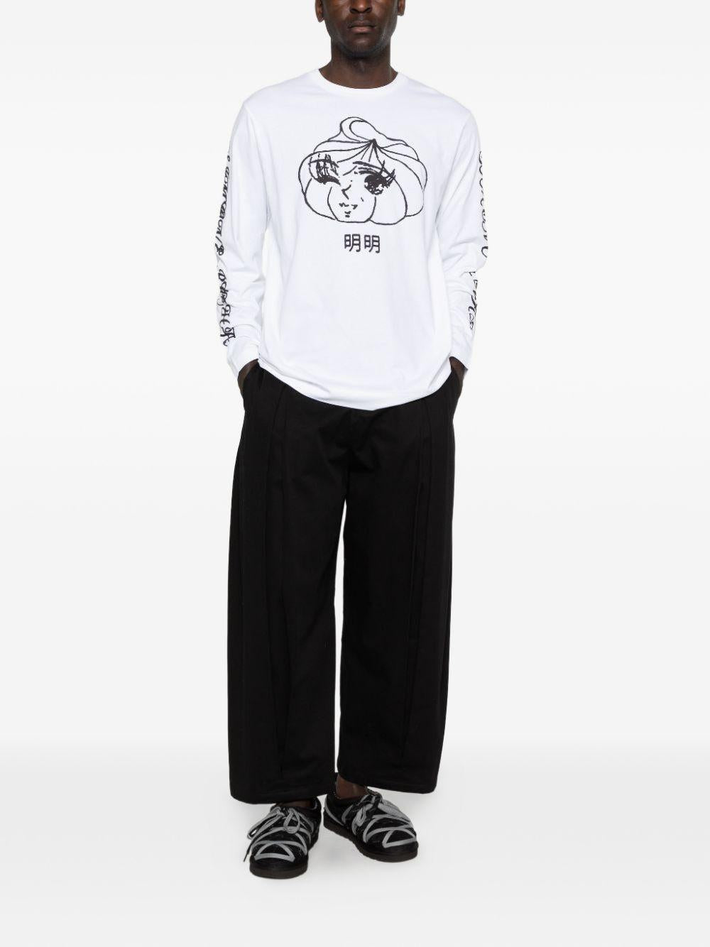 T-shirt a manica lunga stampata in bianco Simone rocha - uomo 