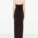 Abito lungo con scollo halter in marrone Amen - donna 
