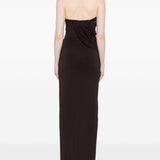Abito lungo con scollo halter in marrone Amen - donna 