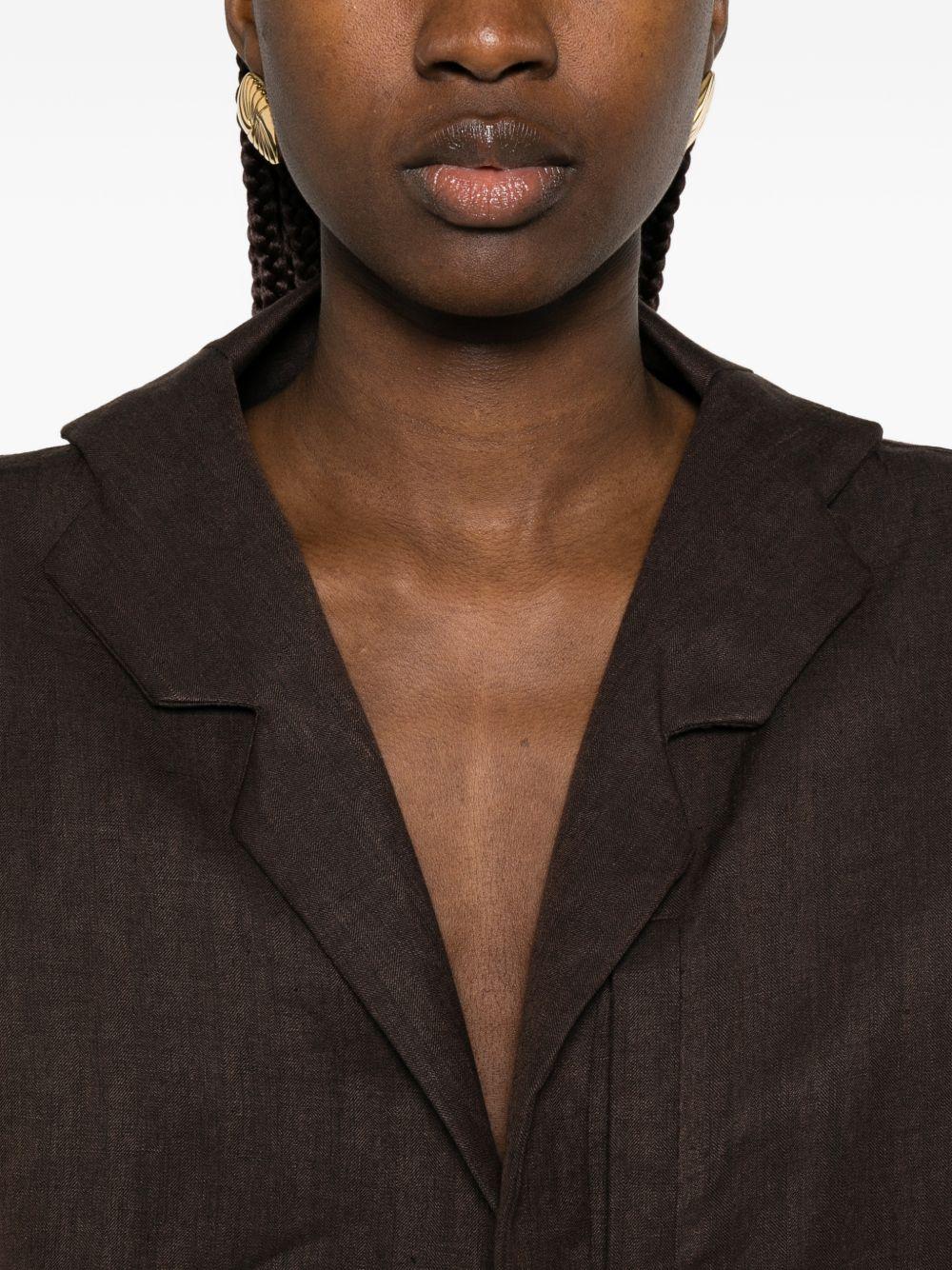 Blazer crop in lino in marrone Batakovic - donna 