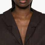 Blazer crop in lino in marrone Batakovic - donna 