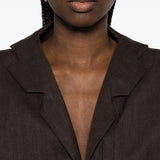 Blazer crop in lino in marrone Batakovic - donna 
