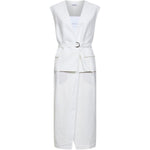 Abito midi con scollo a V in bianco Brunello cucinelli - donna 