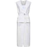 Abito midi con scollo a V in bianco Brunello cucinelli - donna 