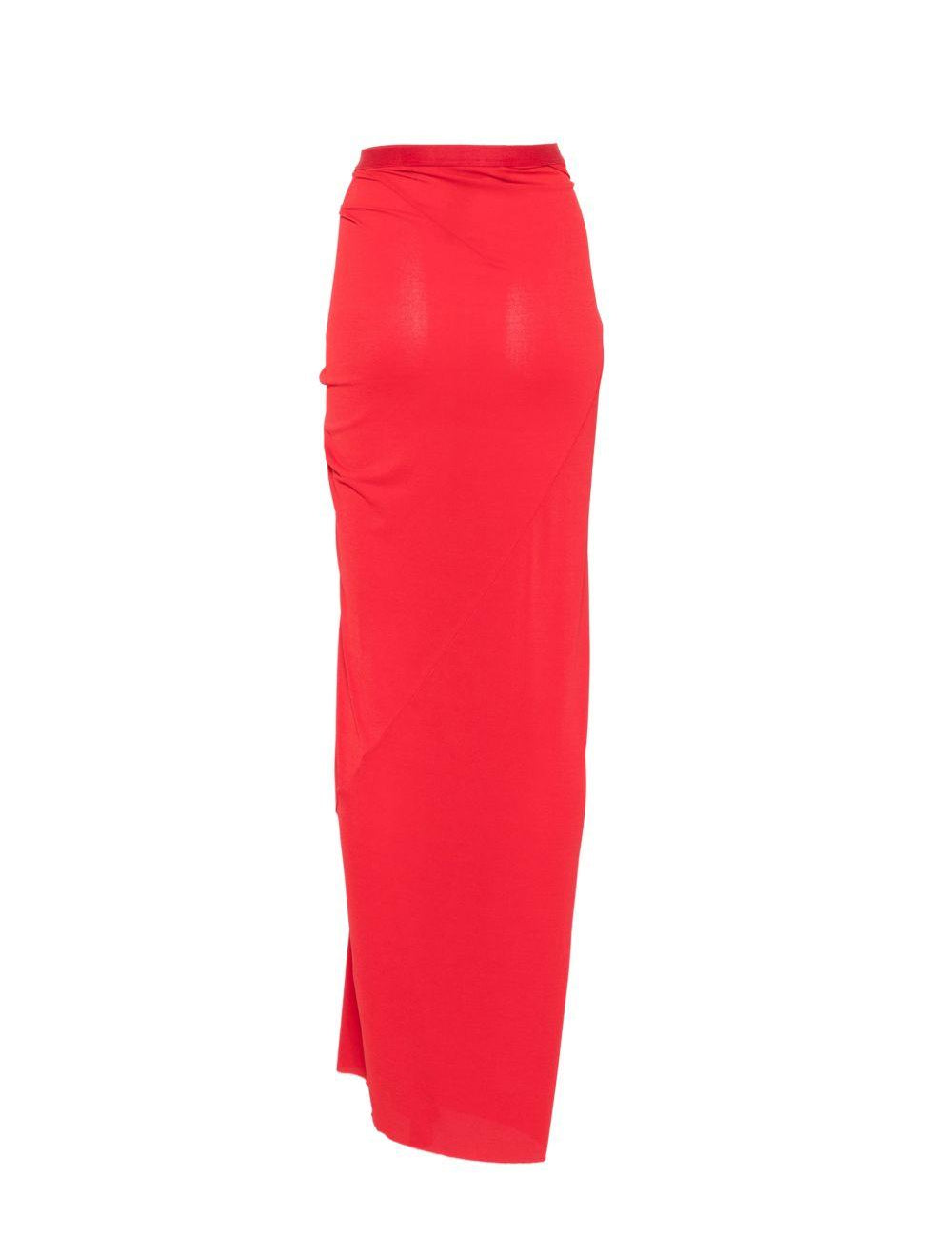 Gonna lunga drappeggiata in rosso Rick Owens Lilies - donna 
